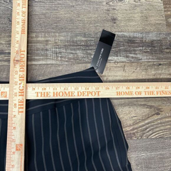Jones New York Suit Pants Black Pinstriped Lined Poly Blend Size 6 Stretch - Picture 4 of 11